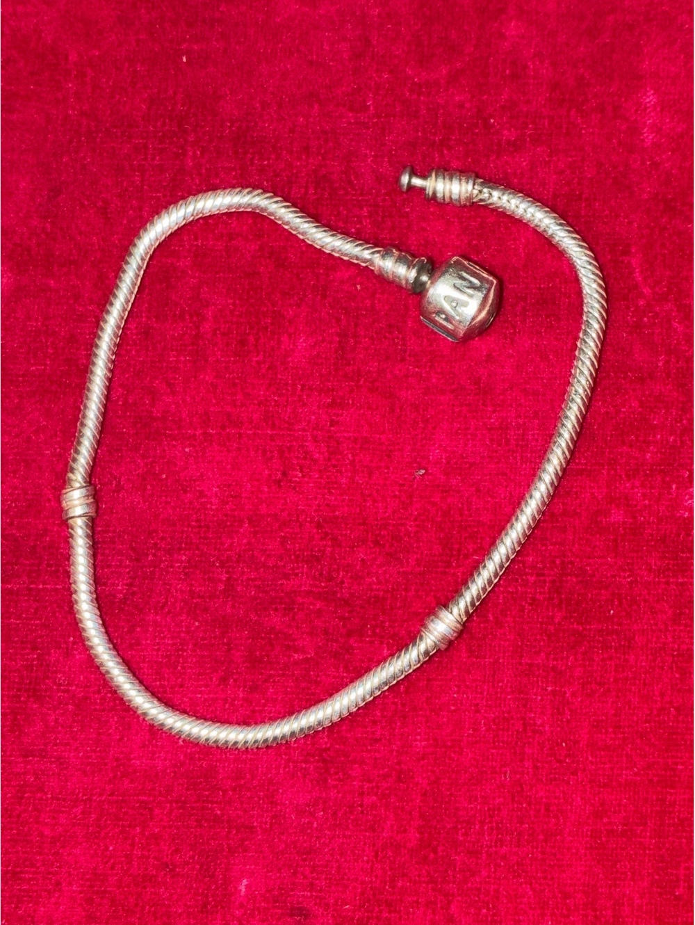 Extra Long Pandora Moments Sterling Silver Barrel Clasp Snake Chain Bracelet 9”
